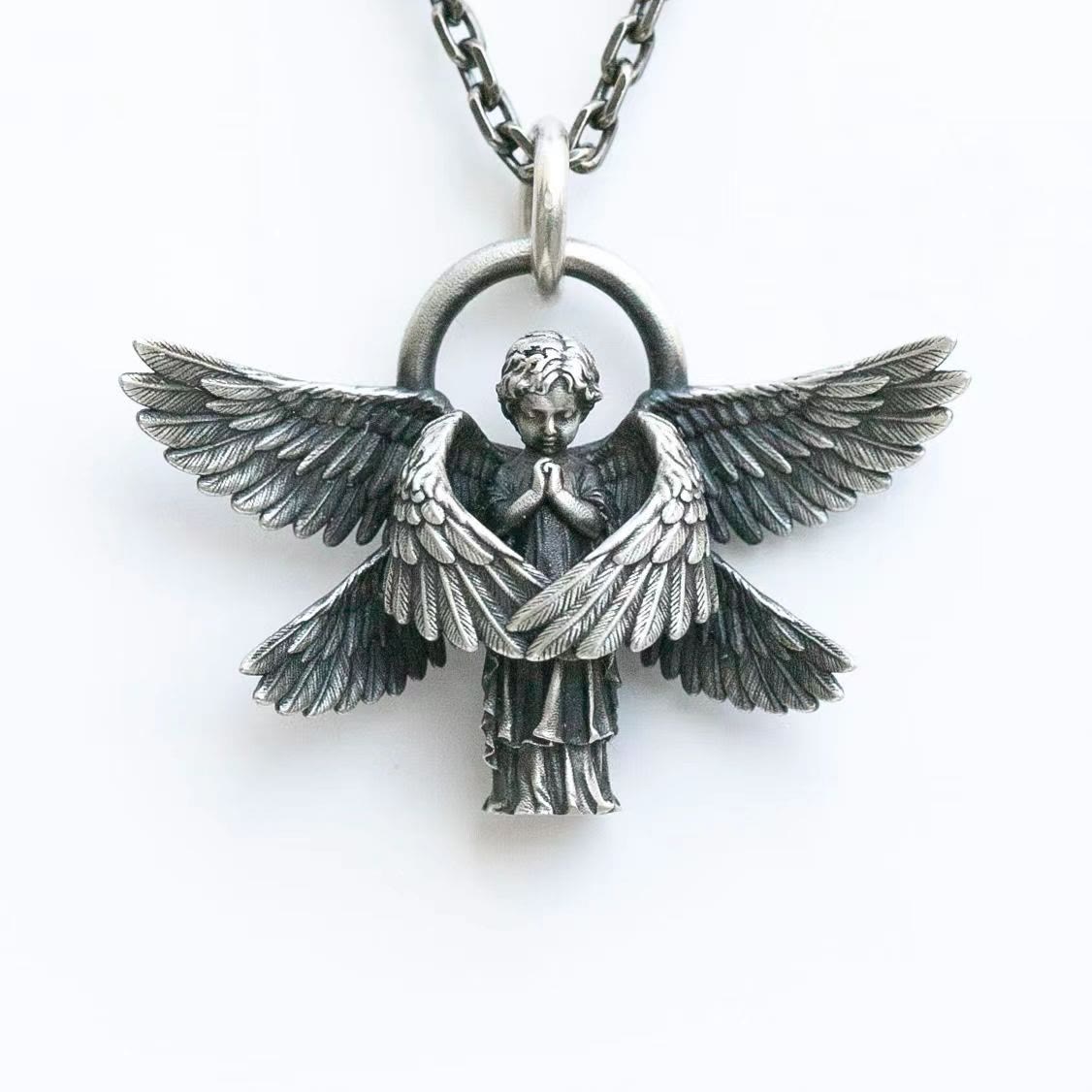 Praying Angel Wing Pendant Good Luck Necklace