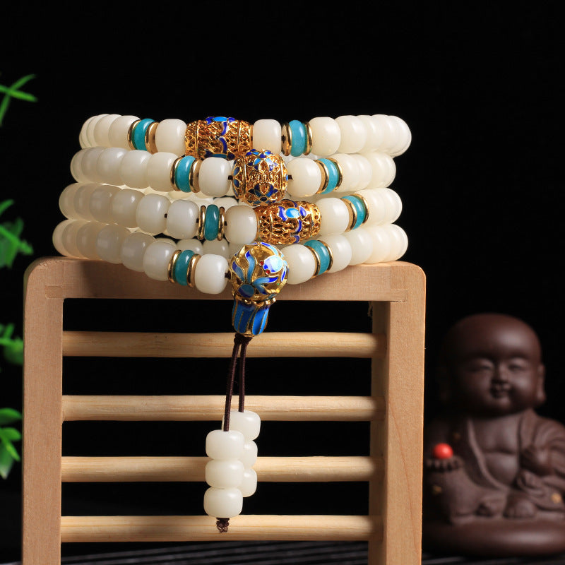 Faith Nova Natural White Bodhi Seed Mala 108 Beads Wealth Bracelet