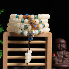 Faith Nova Natural White Bodhi Seed Mala 108 Beads Wealth Bracelet