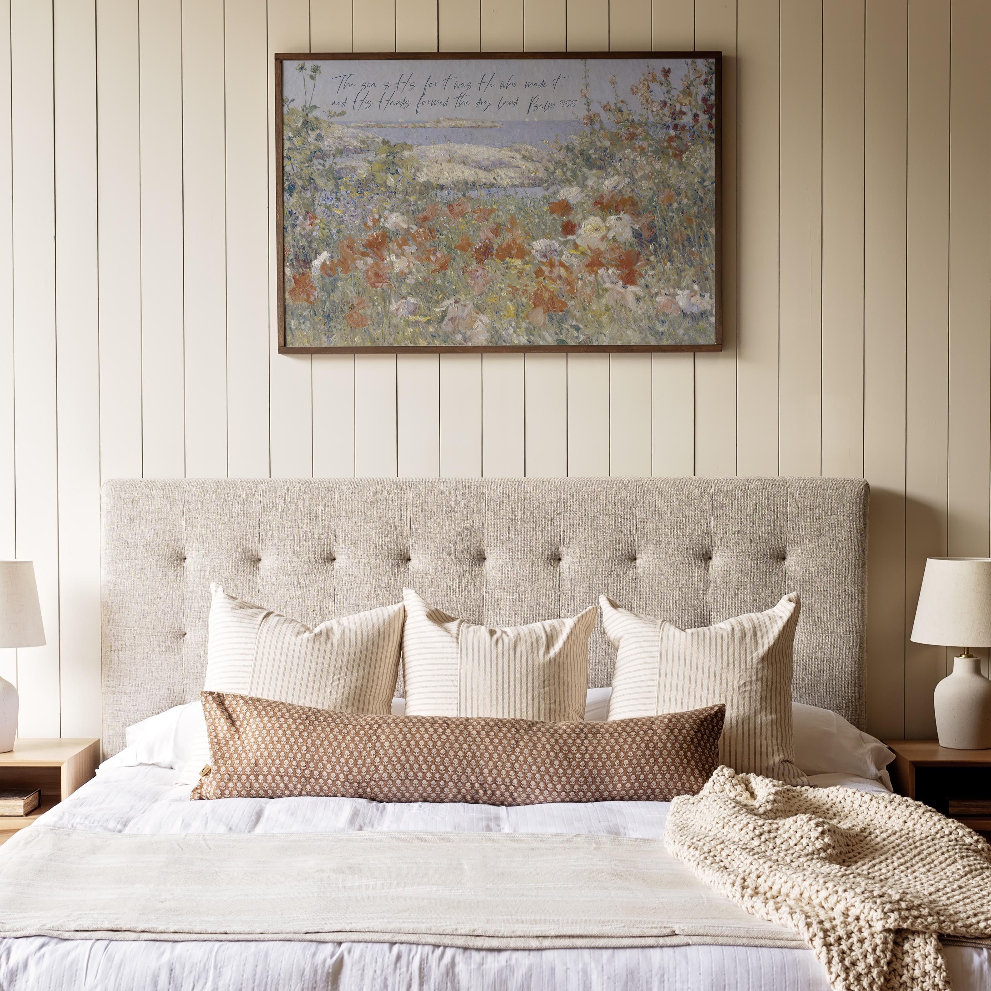 Psalm 95 The Sea Is His | Framed Wooden Art - Horizontal