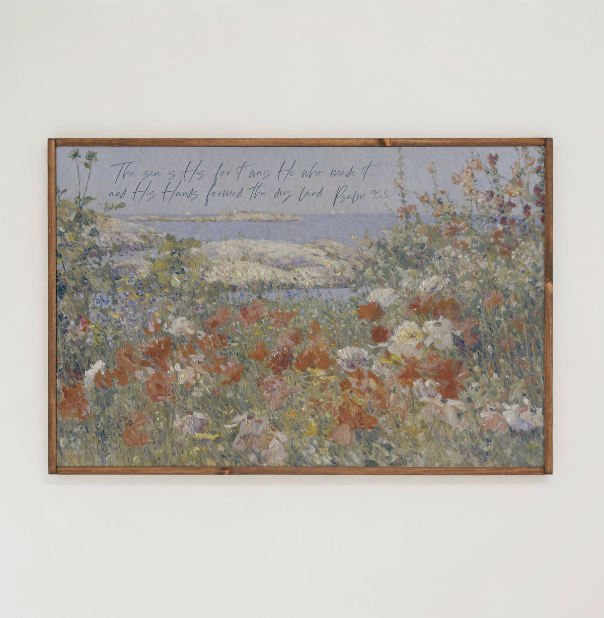 Psalm 95 The Sea Is His | Framed Wooden Art - Horizontal