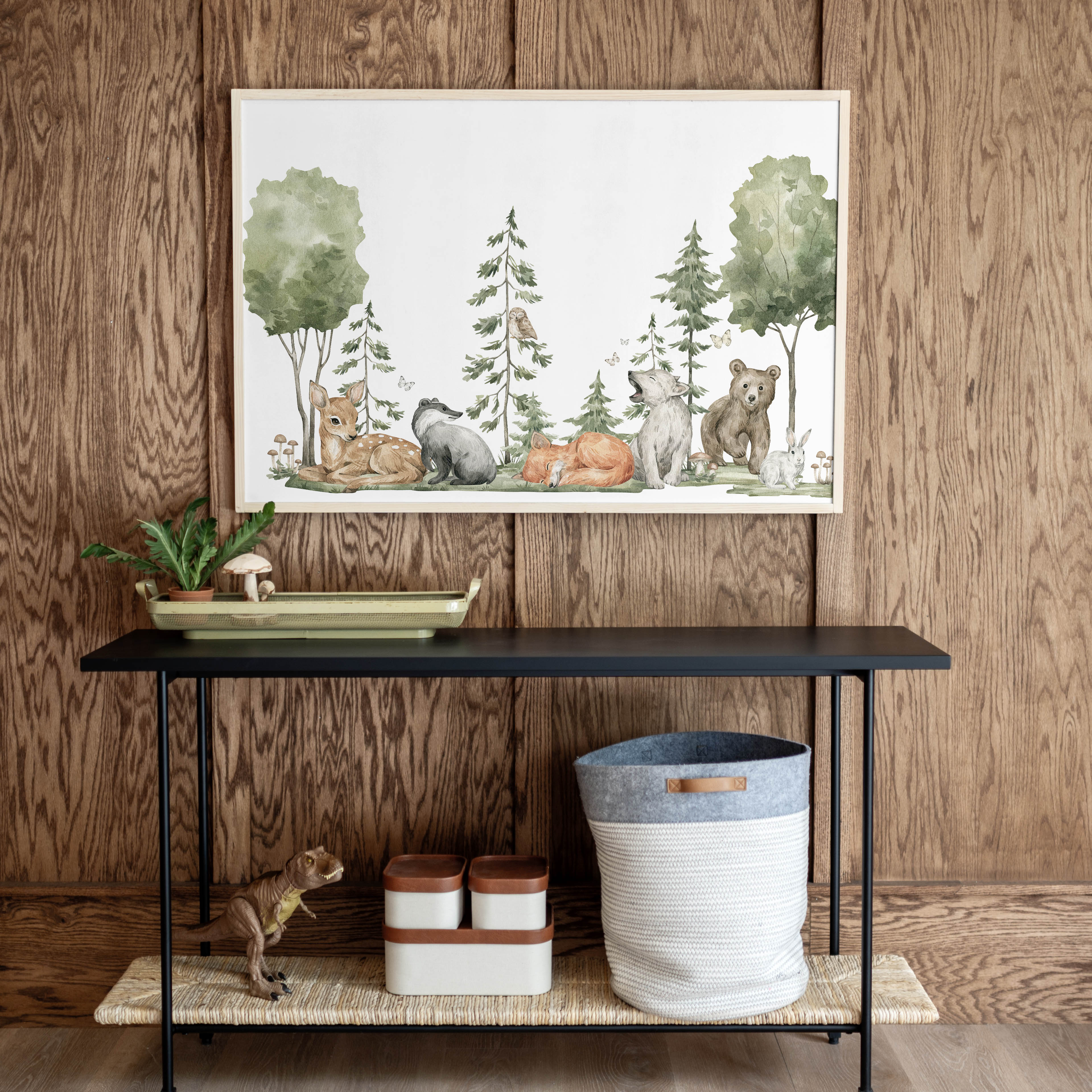 Woodland Animals | Framed Wooden Art - Horizontal