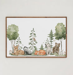 Woodland Animals | Framed Wooden Art - Horizontal