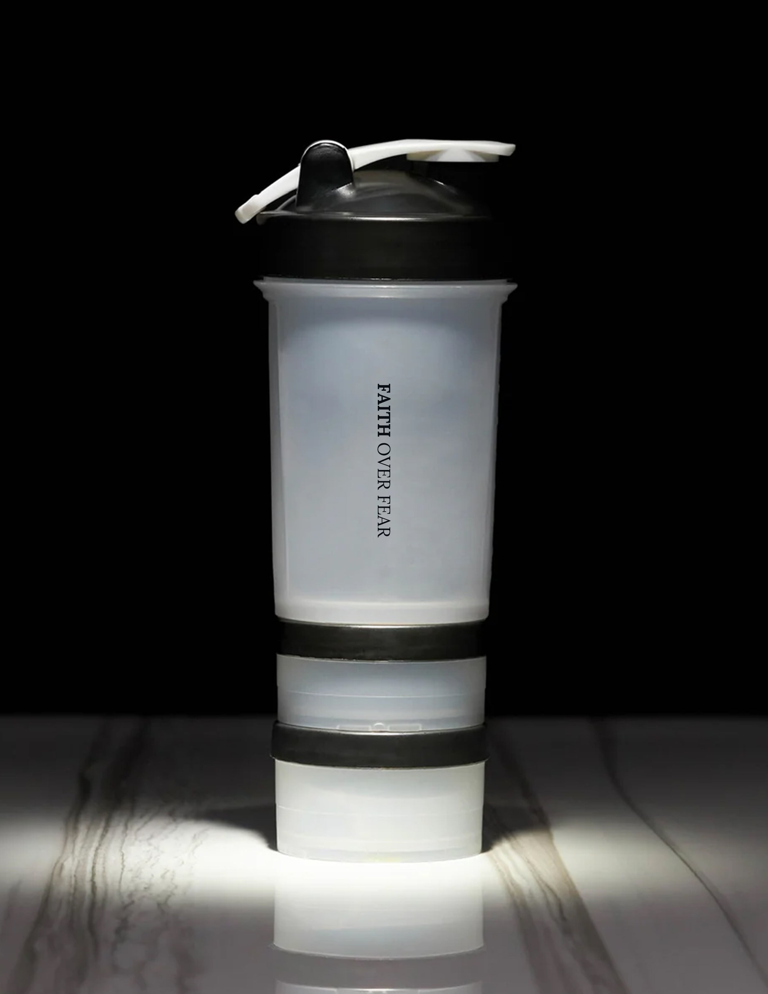 SHAKER BOTTLE WITH STORAGE COMPARTMENTS