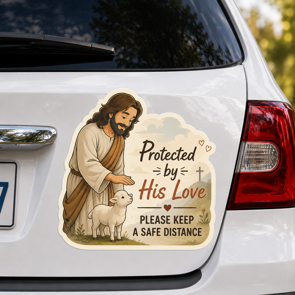 Protected By His Love, Adhesive-Free Magnetic Design, Suitable for Car Doors & Trunks