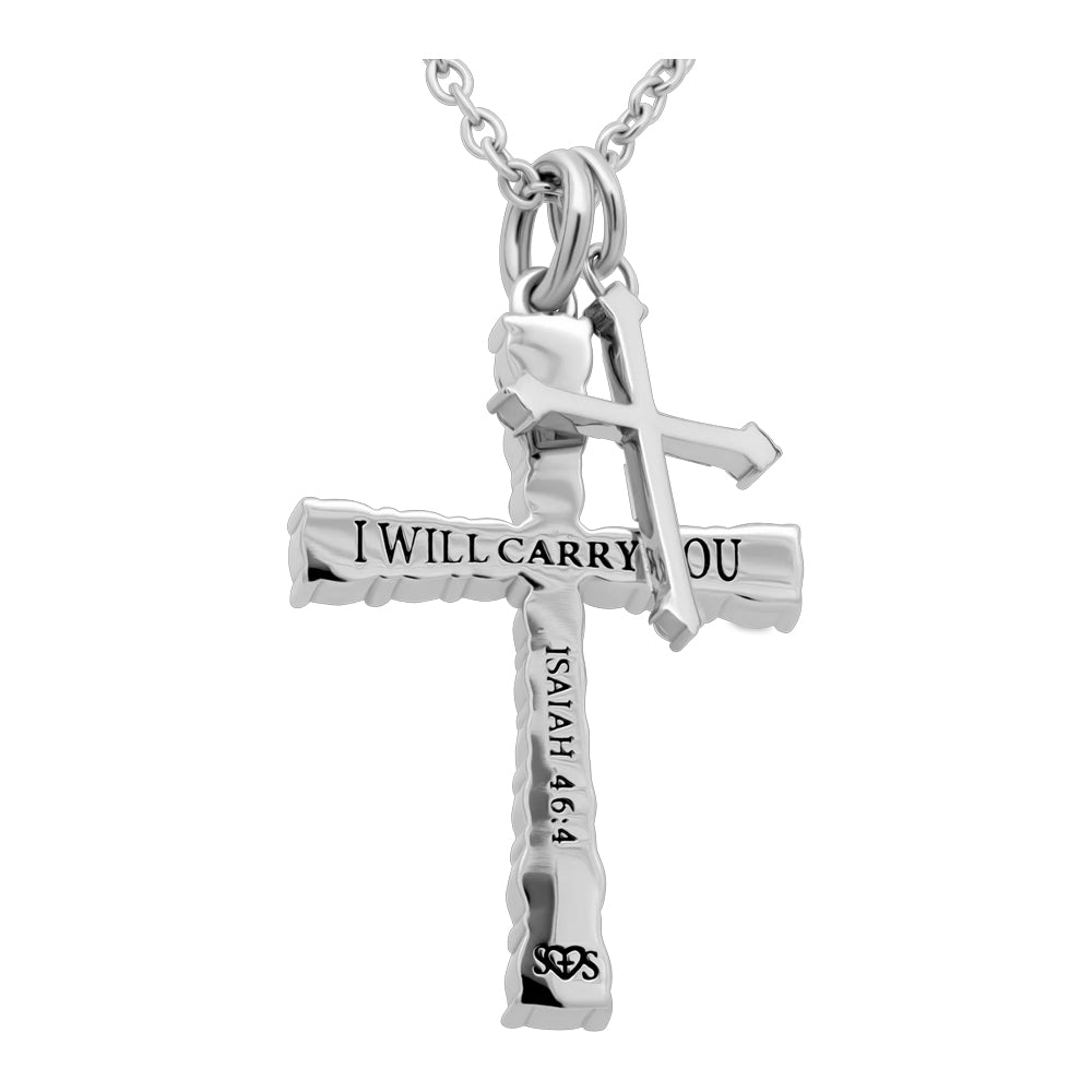 Women's Double Cross Crystal Pendant Necklace – Faith & Strength Design