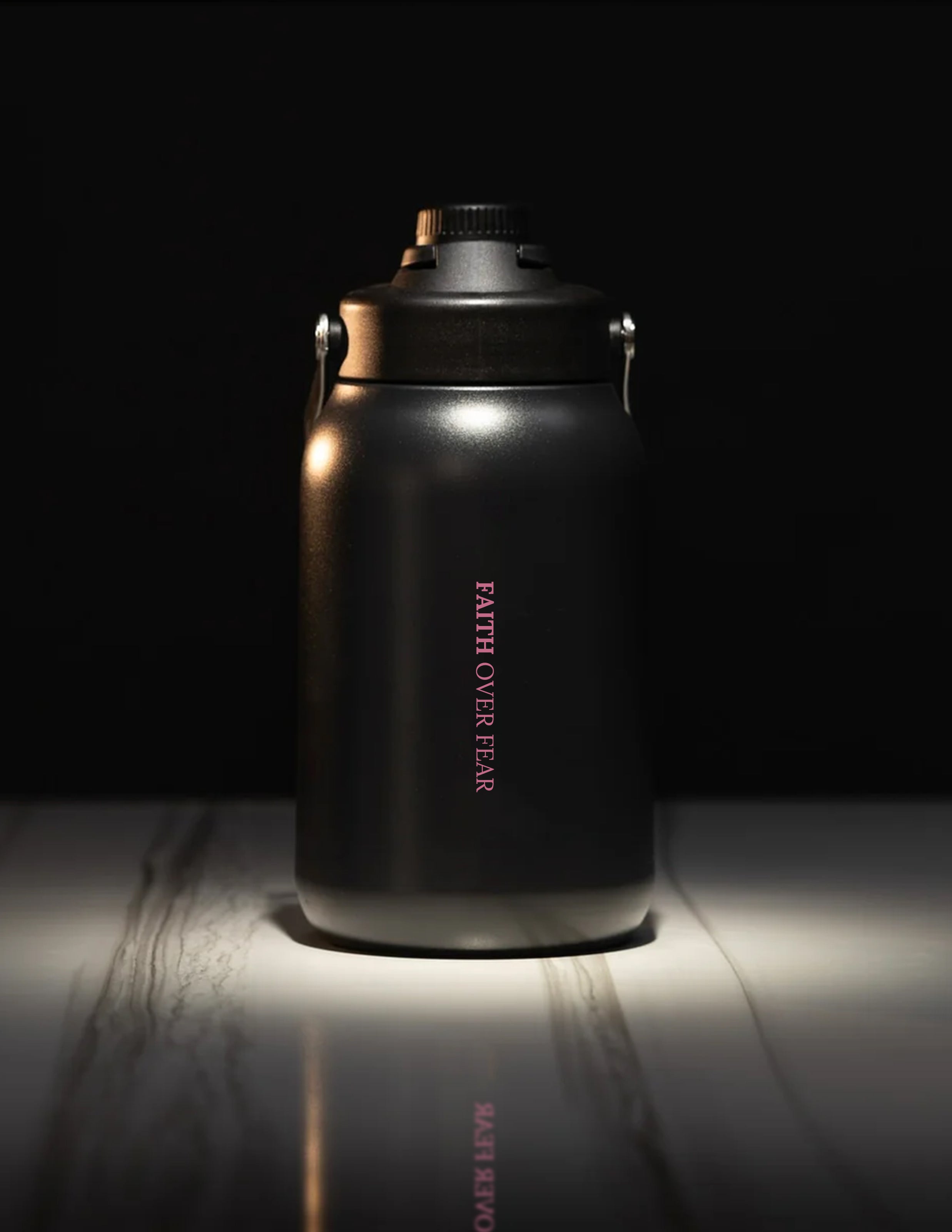 64OZ FLASK BLACK PINK LETTERS