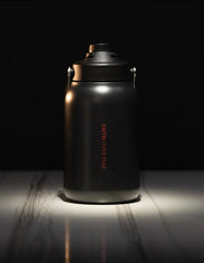 64OZ FLASK BLACK RED LETTERS