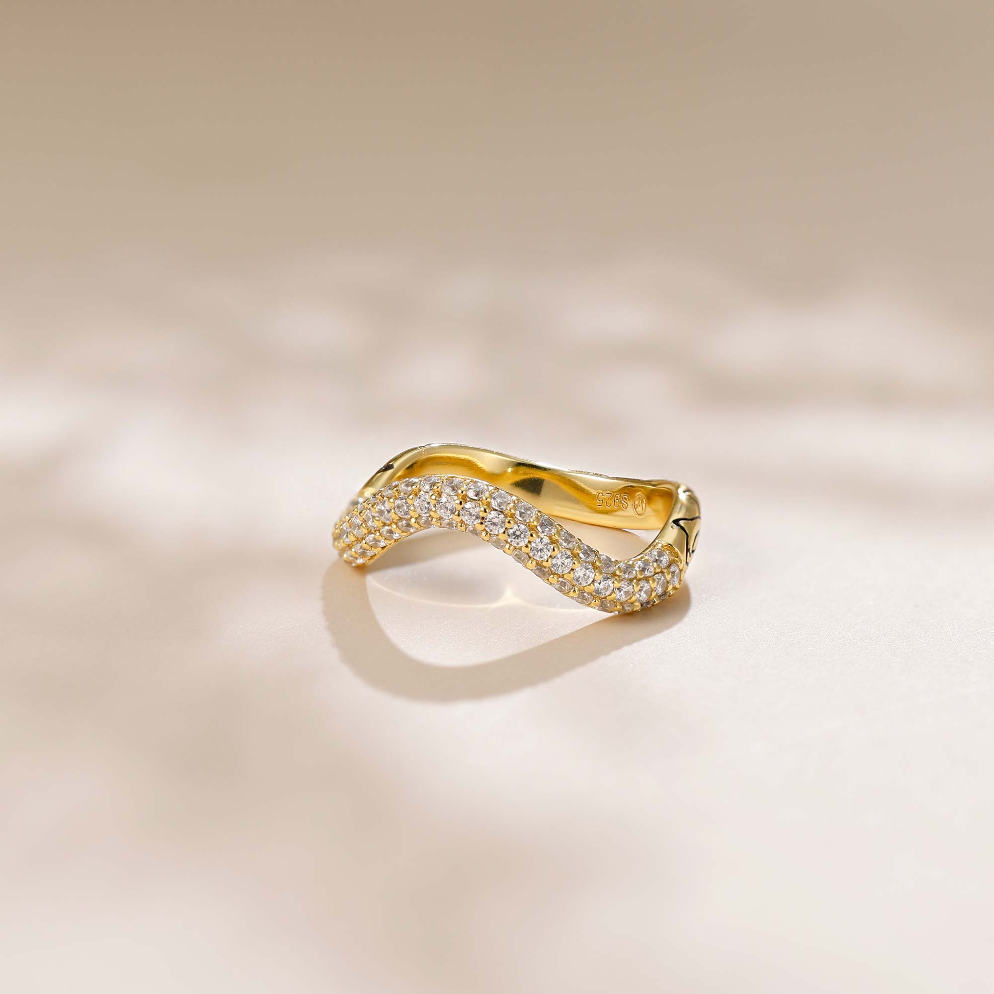 Pavé Wavy Enamel Statement Stacking Ring