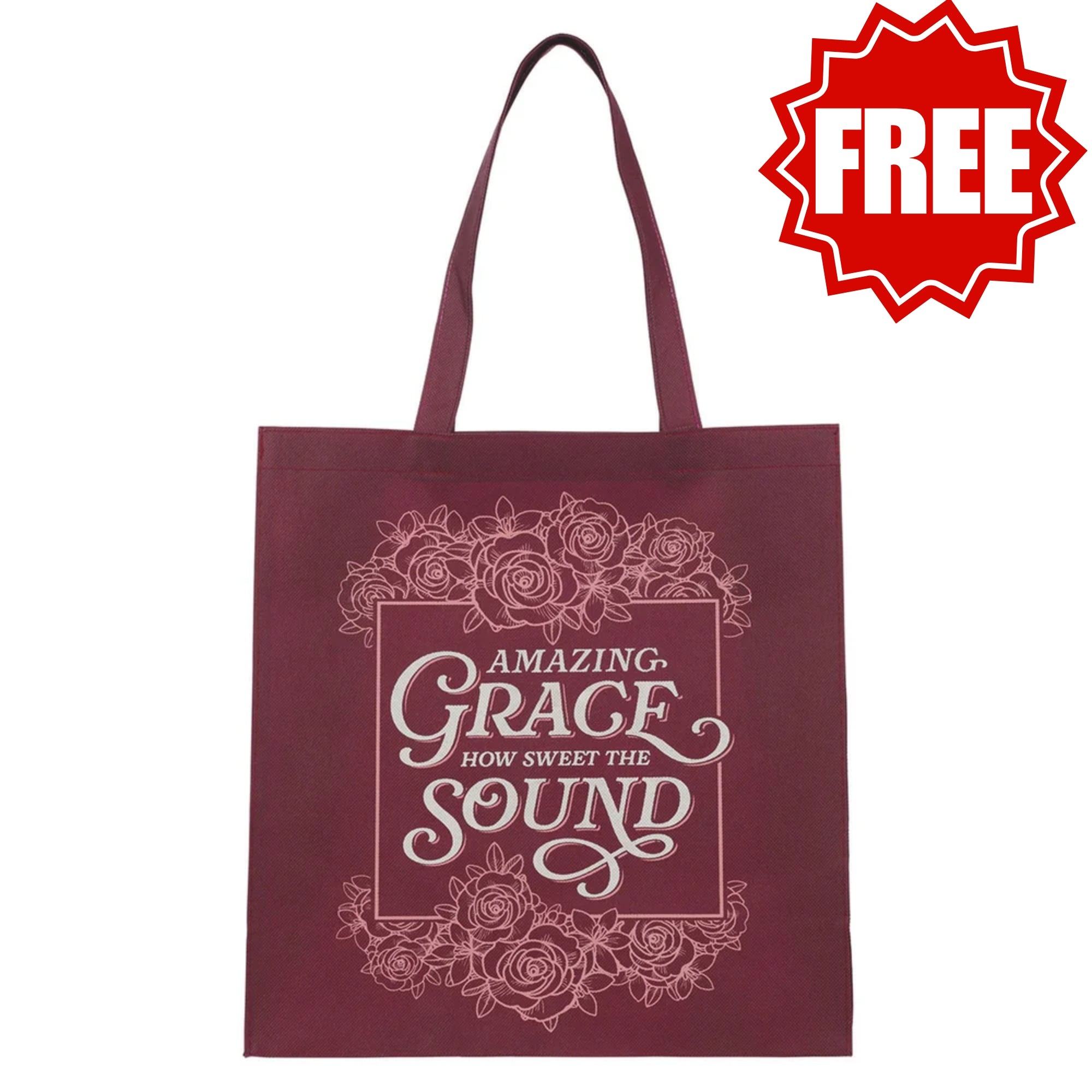 Amazing Grace Burgundy Reusable Non Woven Shopping Tote Bag