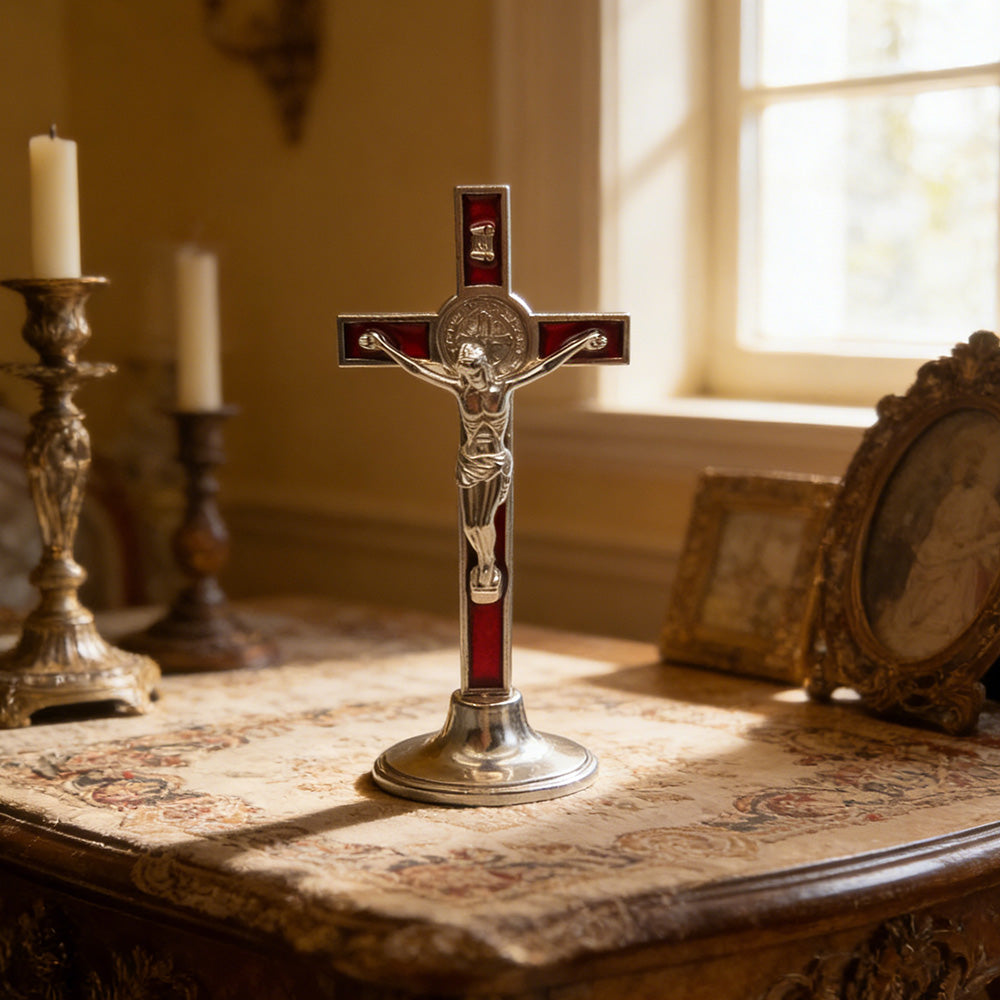 Metal Cross Stand Ornament, Desktop Decor for Office and Home