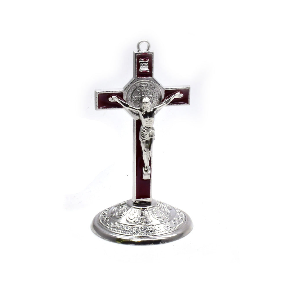 Alloy Cross Ornament Stand for Home, Office & Car Decor