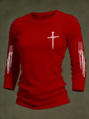Women's 250th Anniversary National Flag Print Casual Long-Sleeved T-Shirt