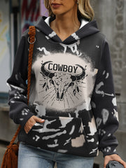 Women's Casual Fashion Pullover Hoodie, PA2779, Polyester, Cowboy Skull Print, Autumn/Winter, Knit Top, Adult Home Wear