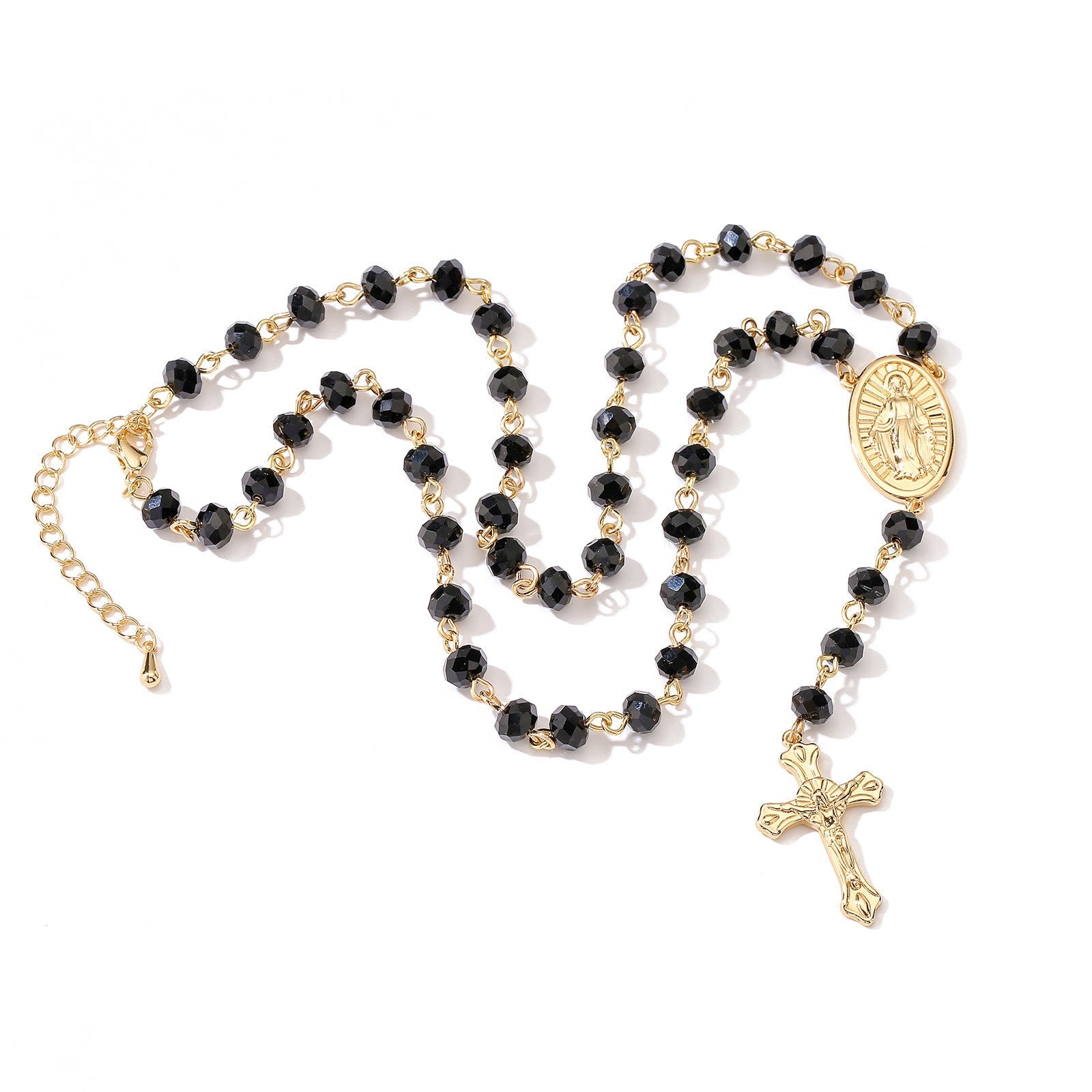 Virgin Mary Medal & Crucifix Pendant Necklace
