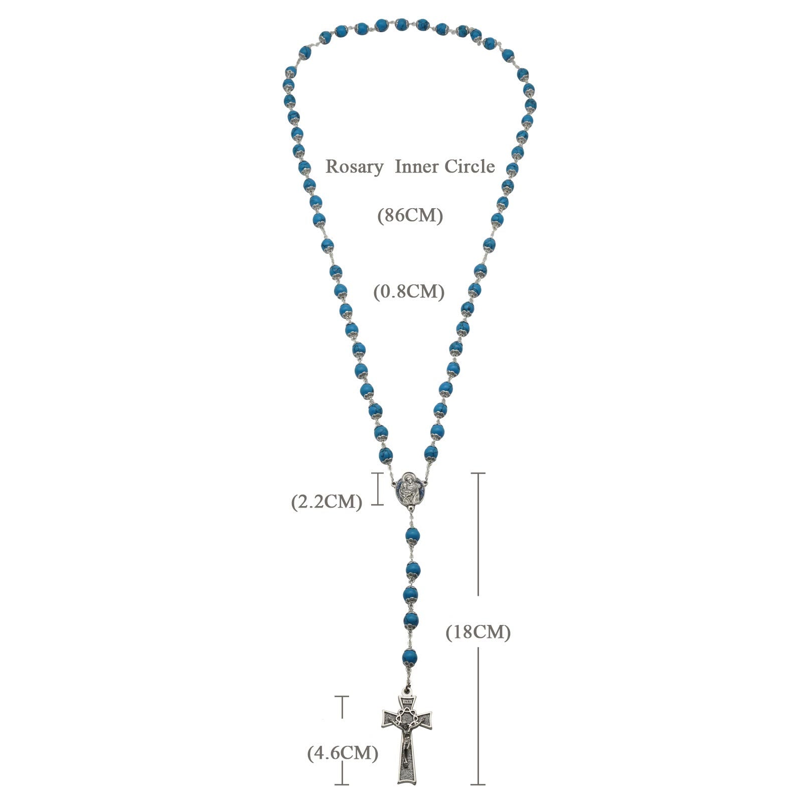 Blue Turquoise Christ Prayer Rosary with Mary & Baby Jesus Medal