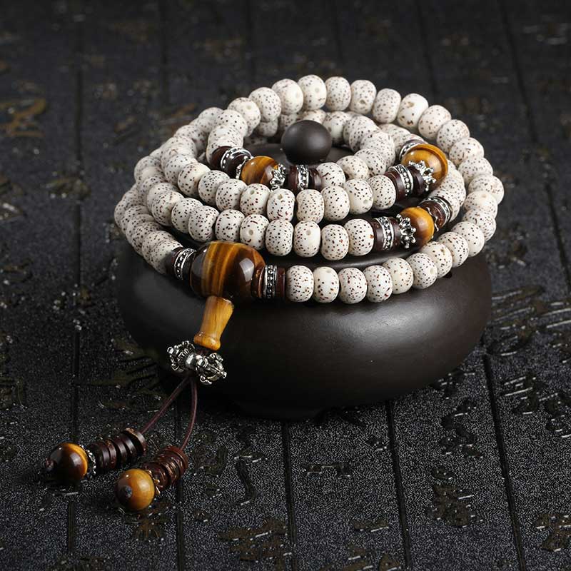 Faith Nova Handmade Tibetan Tiger Eye Bodhi Seed Peace Bracelet