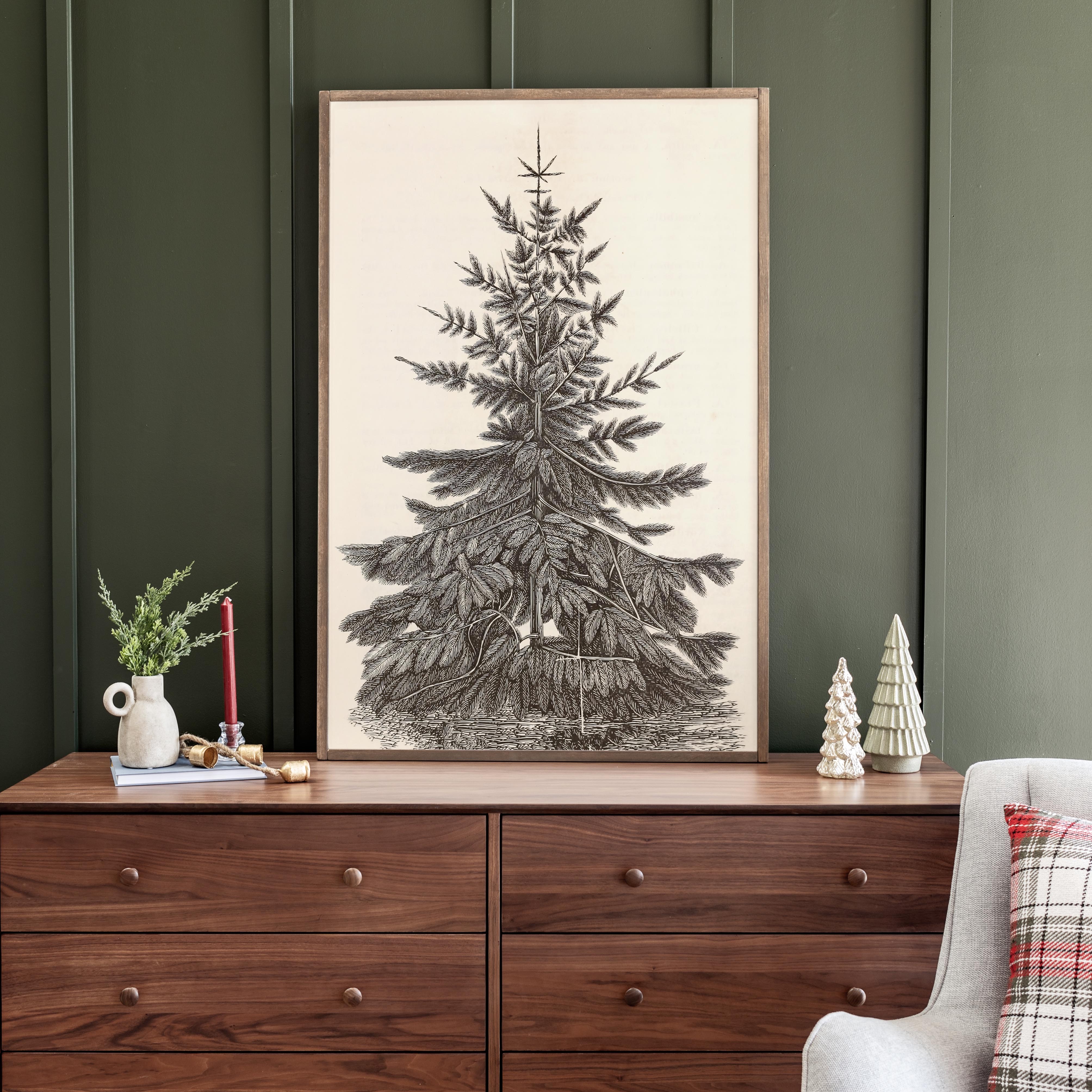 Christmas Fir Tree | Framed Wooden Art