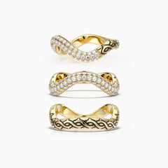 Personalized Pavé Wavy Enamel Statement Stacking Ring