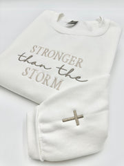 Embroidered  Stronger Than The Storm Sweatshirt Hoodie