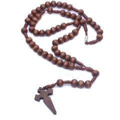 Handcrafted Wooden Rosary Necklace – Short Style 6×7mm Beads with Cross
