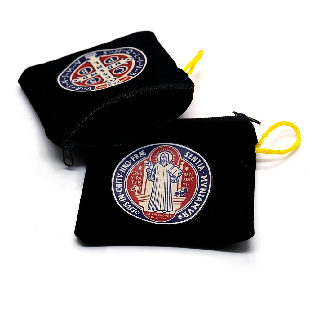 St. Benedict Velvet Rosary Pouch – Protective Storage Bag