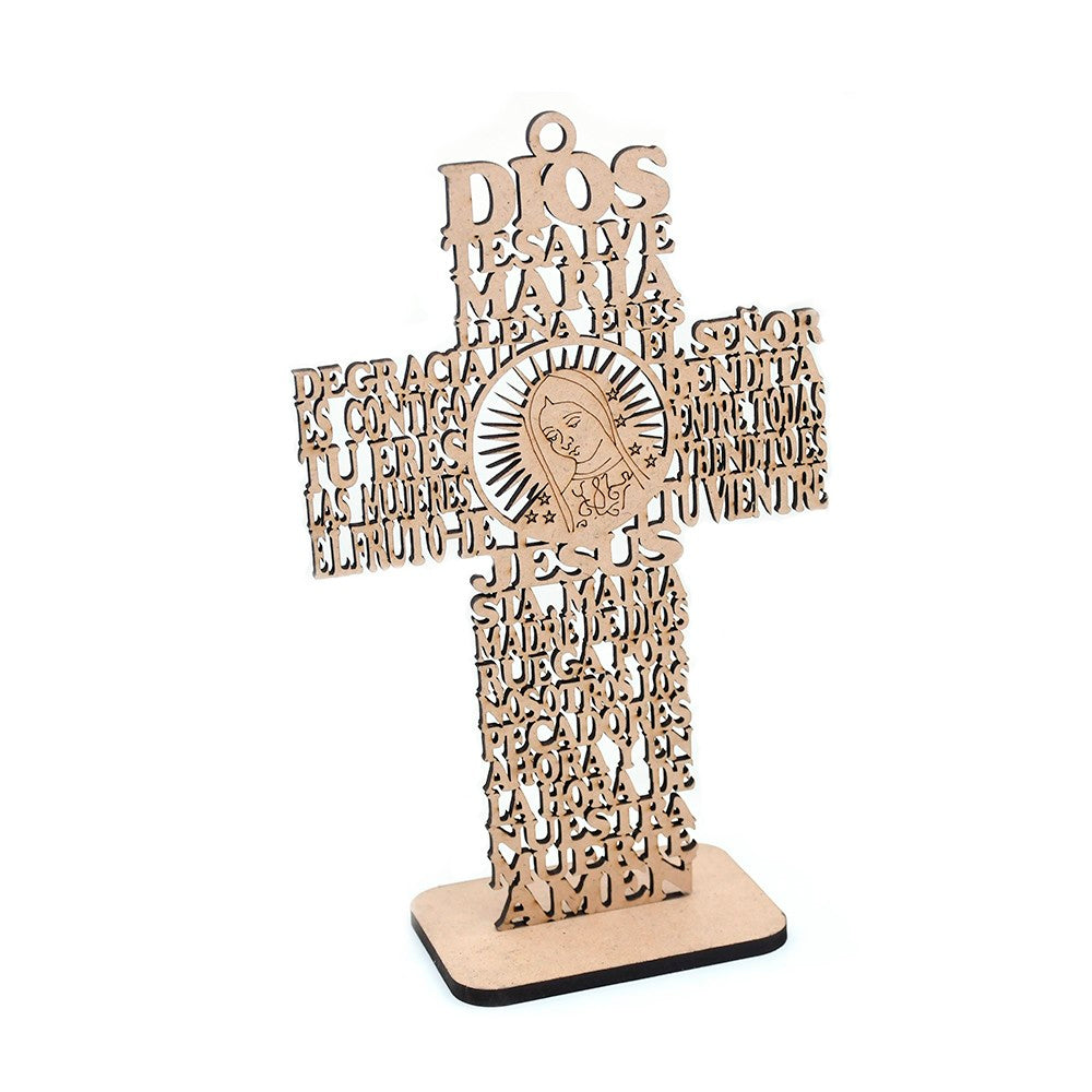 Wooden Cross Ornament Stand with Scripture for Home, Office & Religious Decor