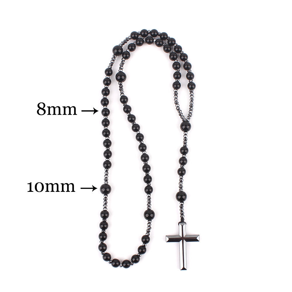 Agate/Tiger's Eye Stone Cross Catholic Rosary