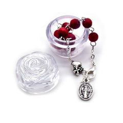 Vintage Italian Sacred Heart Rosary Bracelet – Scented Wooden Beads with Antique Silver (Mini Gift Box)