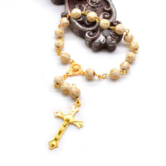 Rosary Bracelet & Car Charm – Cross Beaded Baptism Rosary