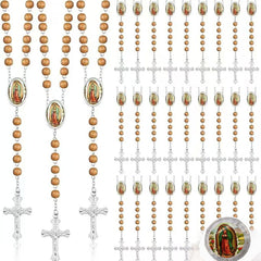 Our Lady of Guadalupe Rosary Necklace – Tricolor Rose Scented Wooden Beads