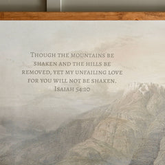 Though The Mountains Be Shaken | Framed Wooden Art - Horizontal