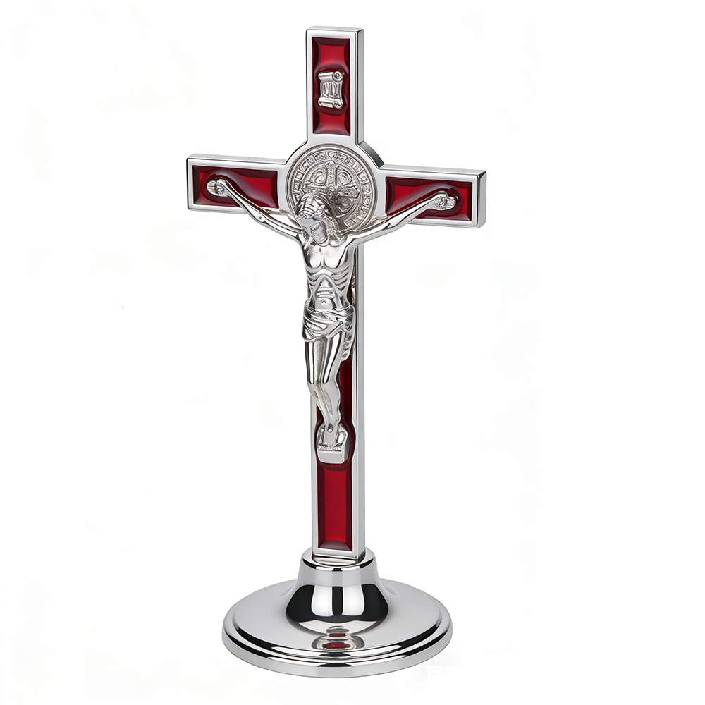 Metal Cross Stand Ornament, Desktop Decor for Office and Home