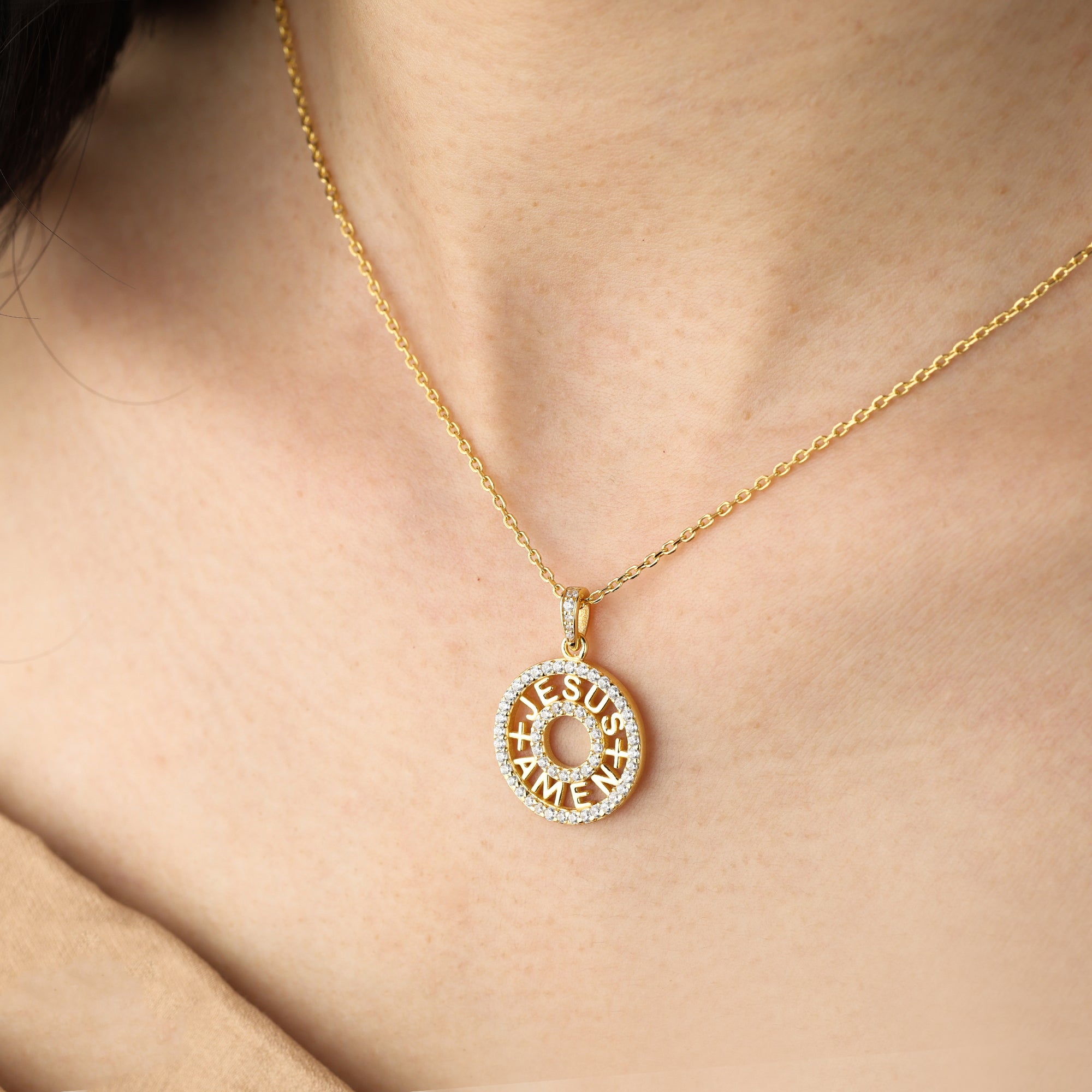 Jesus Amen Cross Pendant Necklace