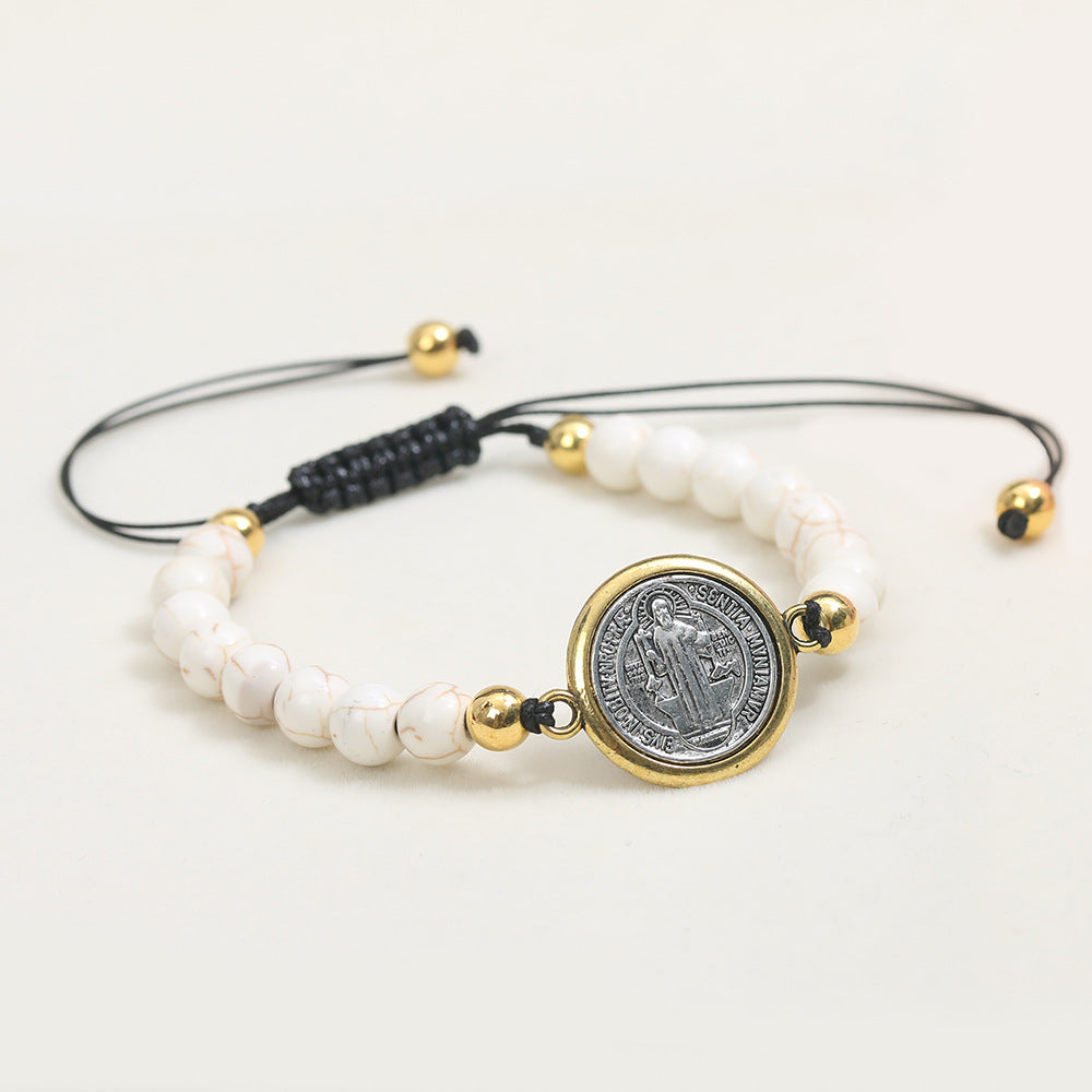 Catholic Beaded Bracelet with Saint Benedict Medal