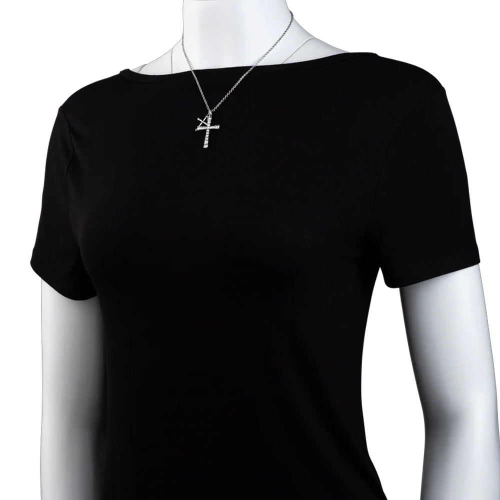 Women's Double Cross Crystal Pendant Necklace – Faith & Strength Design