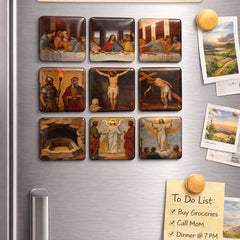 The Passion of Christ - Religious Fridge Magnets 9 Pieces