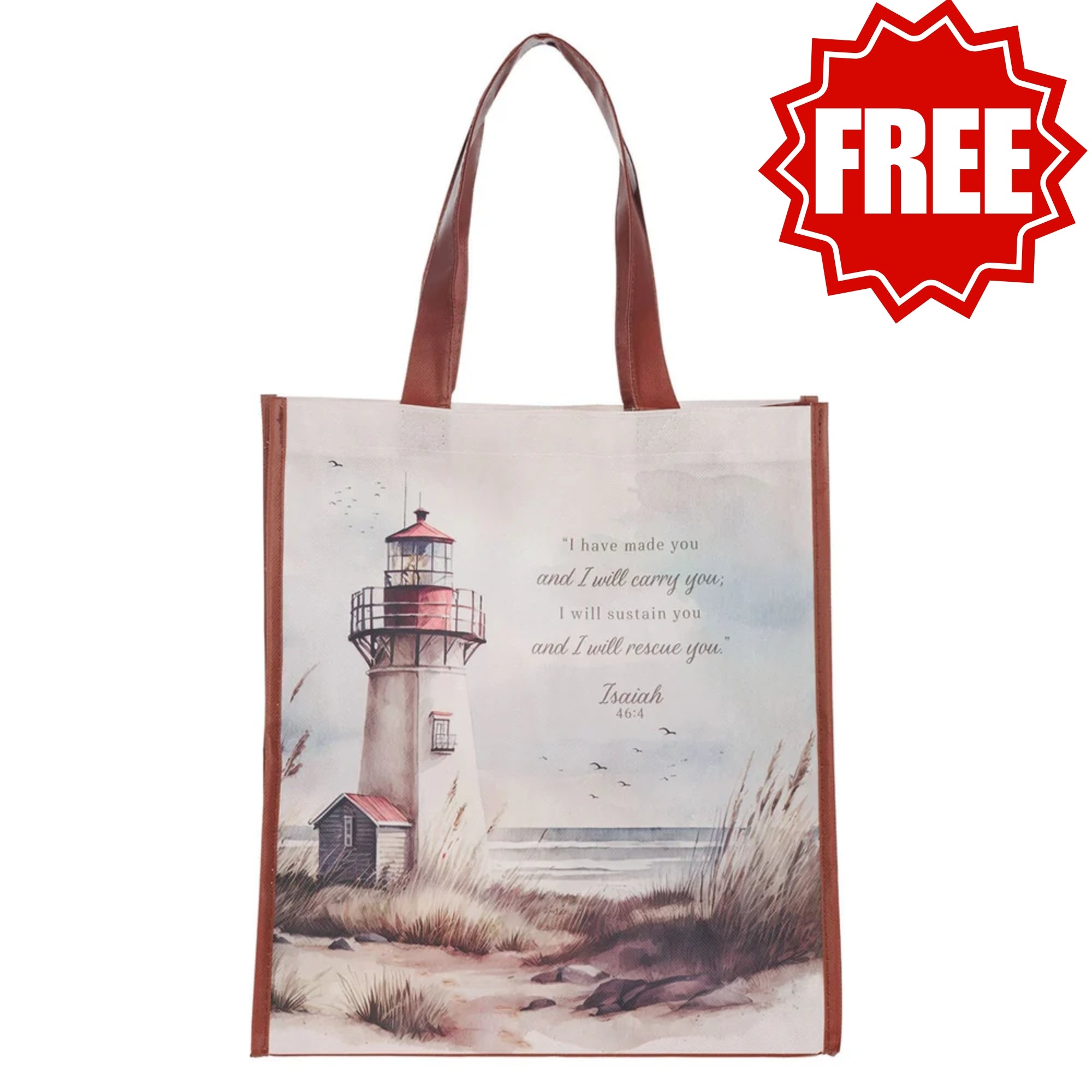 I Have Made You Lighthouse Reusable Non-woven Canvas Shopping Tote Bag - Isaiah 46:4