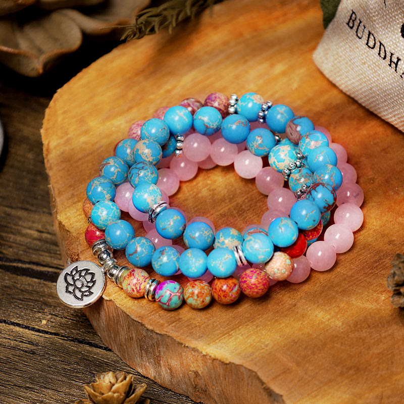 Faith Nova Tibetan Purple Miano Real Bead Harmony Lotus Mala