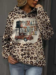 Women's Leopard & Graphic Print Hoodie with Kangaroo Pocket, Soft and Casual – Perfect for Everyday Wear and Lounging