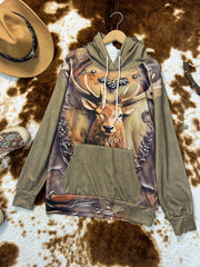 Women's Western Native Style Pullover Hoodie – Round Neck, Vintage Geometric Print with Drawstring, All-Season Wear