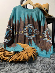 Vintage Aztec Print Crew Neck Sweatshirt - Timeless, Durable & Comfort Fit for All Seasons