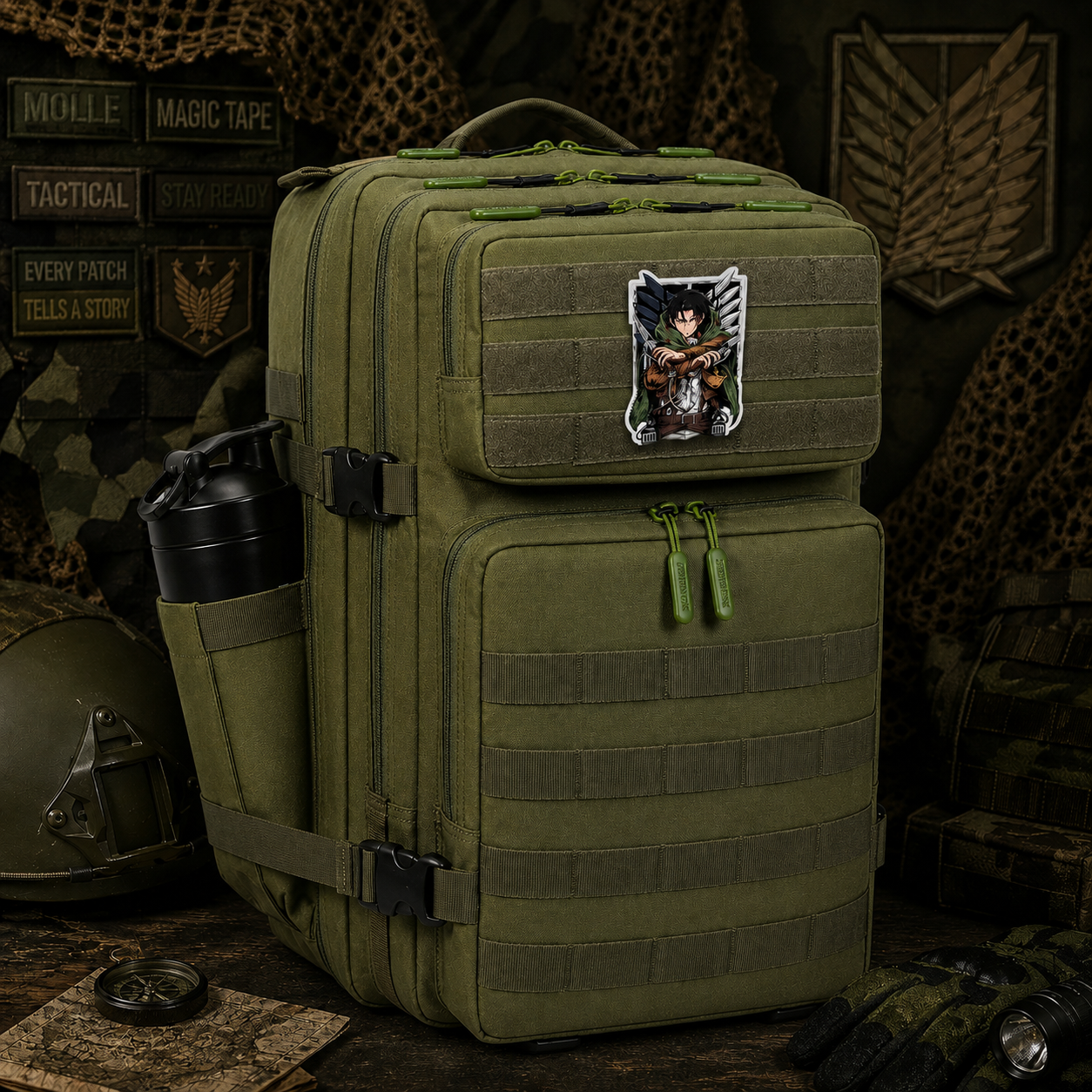 AOT Anime Patch EDC Performance Backpack 35L / 45L - Green
