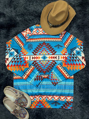 Women's Cow Skull & Aztec Print Crew Neck Sweatshirt, Long Sleeve Pullover for Fall & Winter