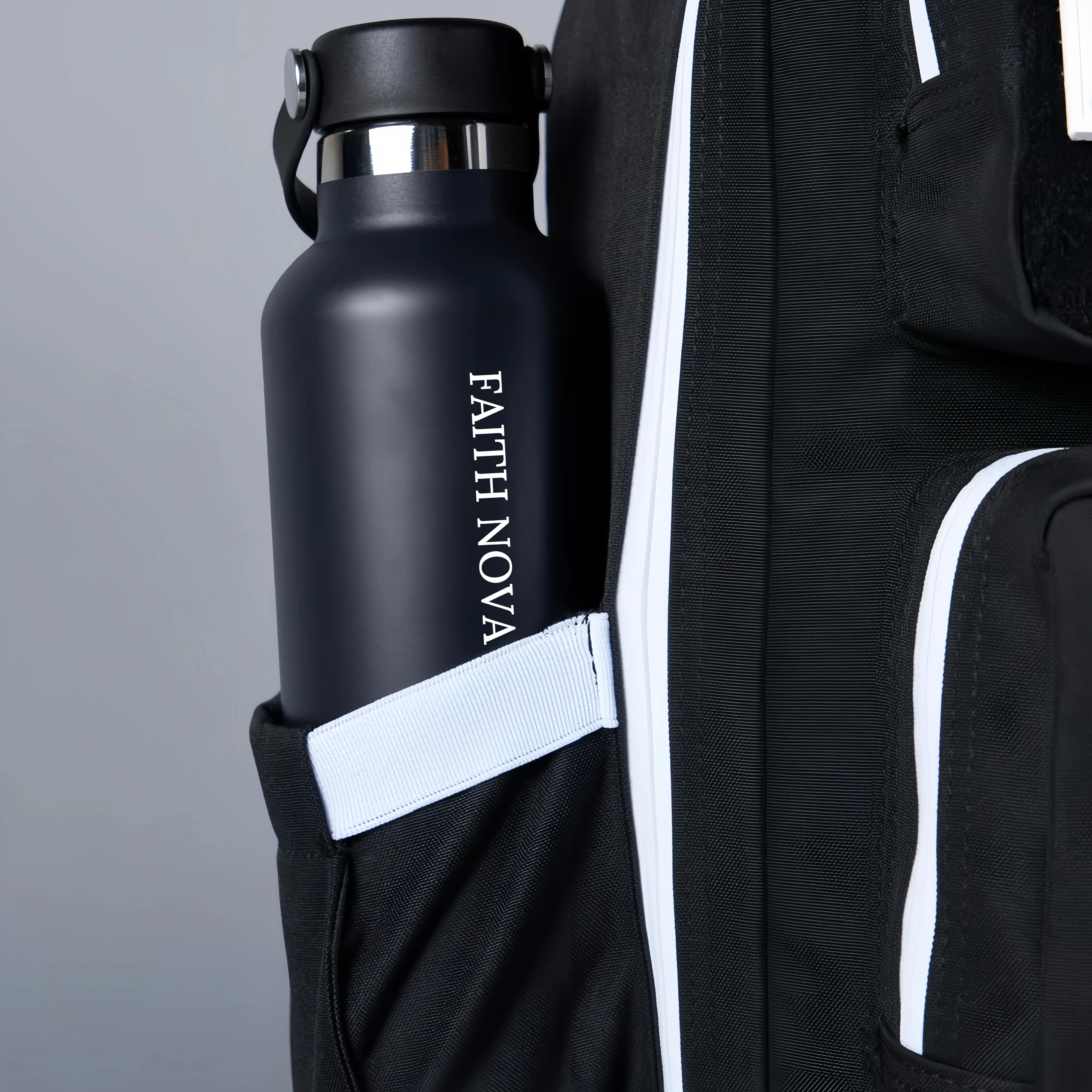 35L Alpha Black Backpack – White Accent