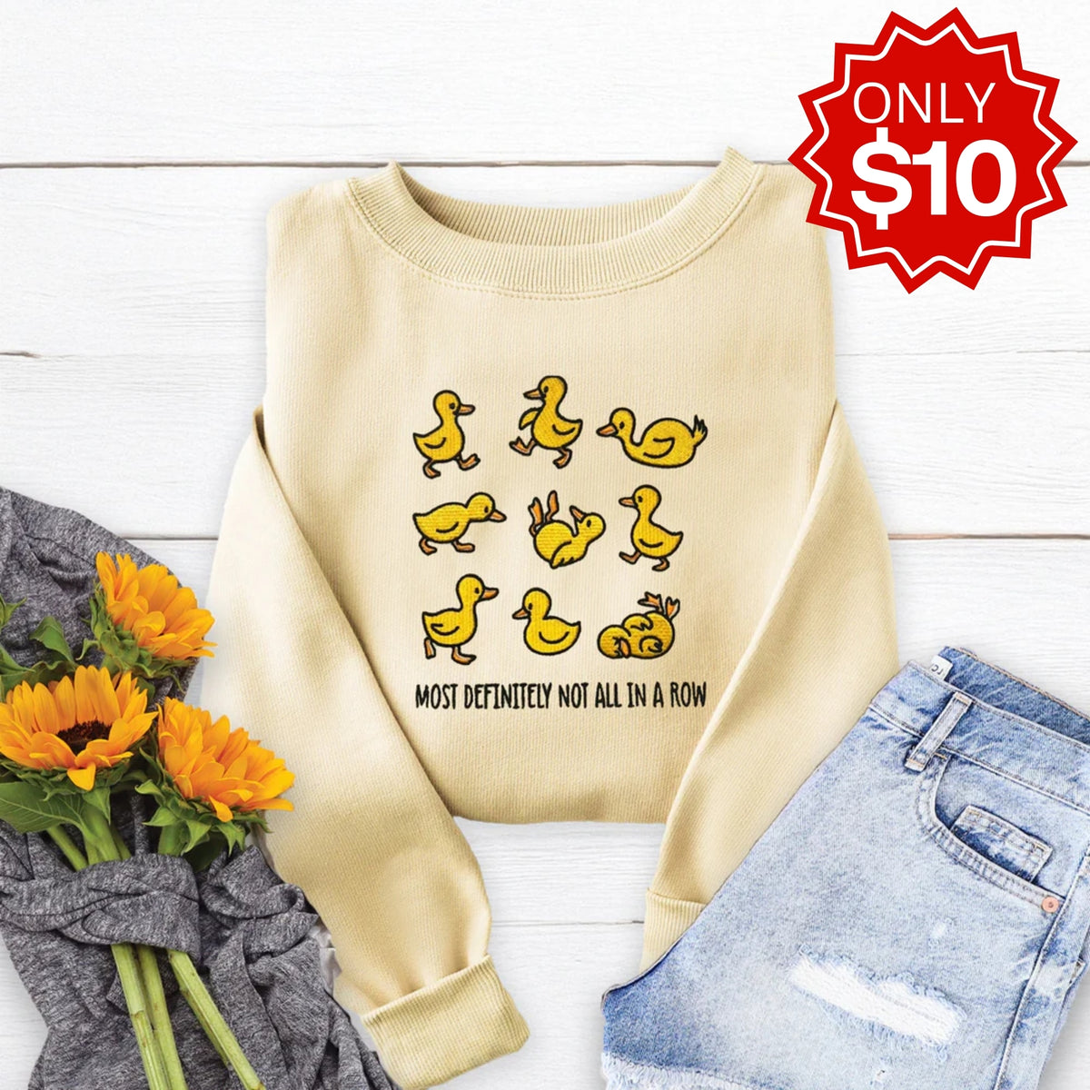 Not in a Row Embroidered Crewneck Sweatshirt