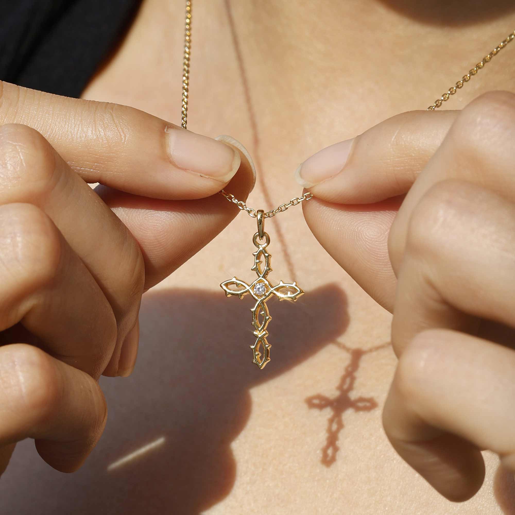 Thorn Cross Pendant Necklace