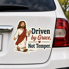Driven By Grace, Not Temper, Adhesive-Free Magnetic Design, Suitable for Car Doors & Trunks
