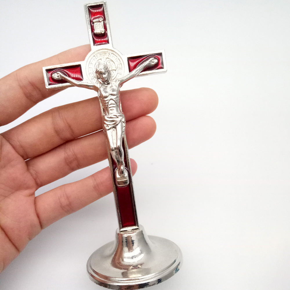 Metal Cross Stand Ornament, Desktop Decor for Office and Home