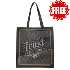 Trust in the Lord Charcoal and Gold Reusable Non-woven Shopping Tote Bag -Proverbs 3:5